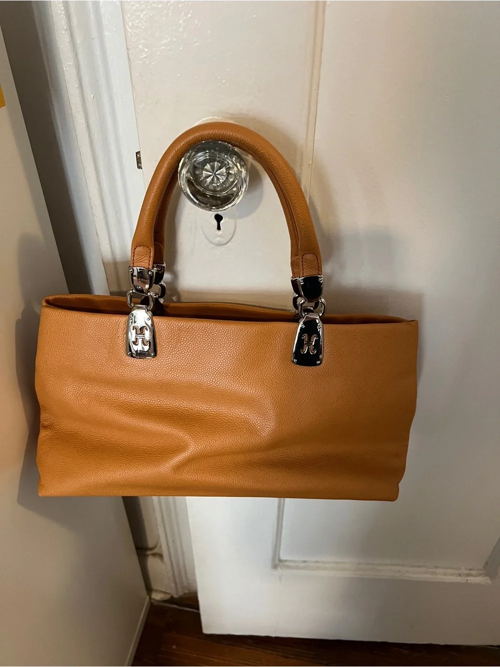 Cole Haan Handbag in Cognac Brown with Silver Hardware